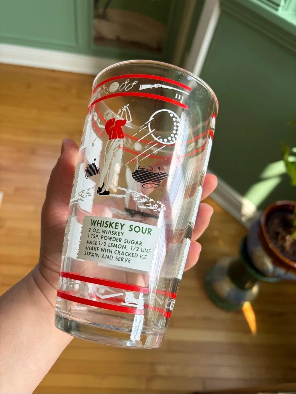 Mid-century golf cocktail recipe shaker glass